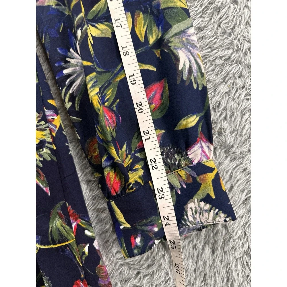 J. Crew Floral Mini Dress Women Sz‎ 10 Navy Blue Long Sleeves